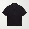 Slim-Fit Camp-Collar Logo-Jacquard Silk Shirt Slim-Fit Camp-Collar Logo-Jacquard Silk Shirt