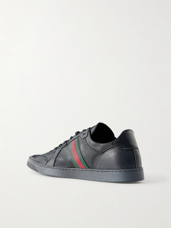 Coda Webbing-Trimmed Leather Sneakers - BK Coda Webbing-Trimmed Leather Sneakers - BK