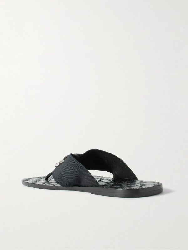 Riviera Logo-Embellished Leather and Elastic Flip Flops - BK