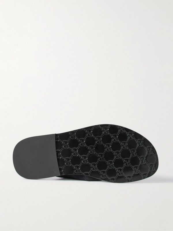 Riviera Logo-Embellished Leather and Elastic Flip Flops - E1