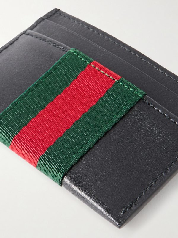 Webbing-Trimmed Leather Cardholder - CU