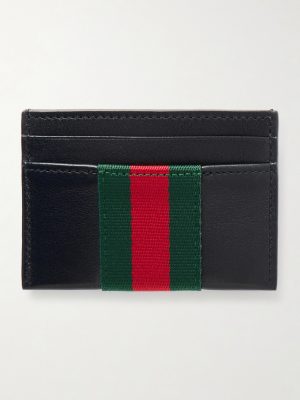 Webbing-Trimmed Leather Cardholder