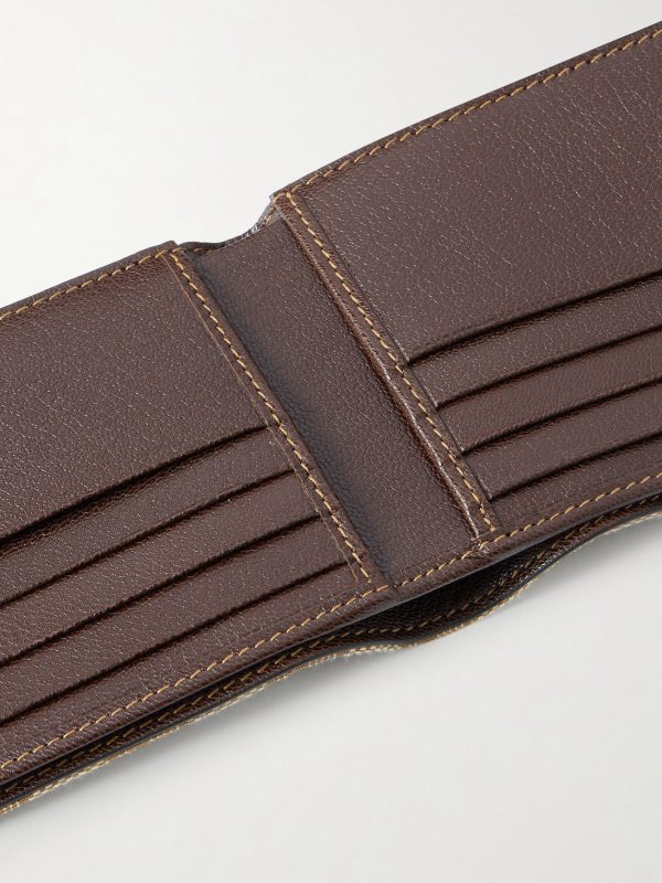 Webbing-Trimmed Monogrammed Canvas Bi-Fold Wallet - E1