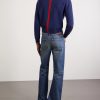 Flared Horsebit-Embellished Jeans - BK Flared Horsebit-Embellished Jeans - BK