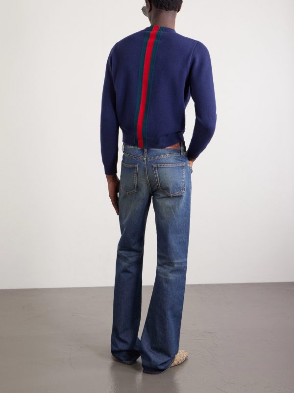 Flared Horsebit-Embellished Jeans - BK Flared Horsebit-Embellished Jeans - BK