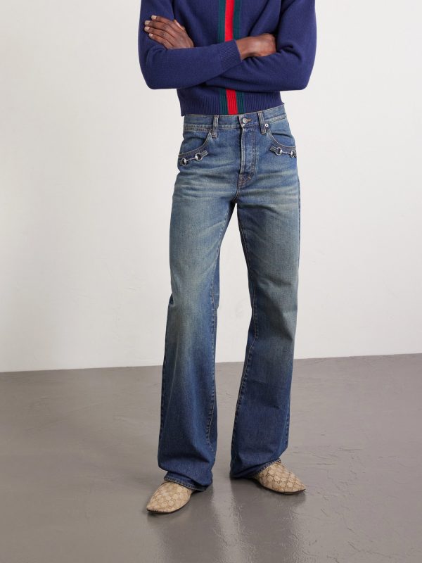 Flared Horsebit-Embellished Jeans - FR Flared Horsebit-Embellished Jeans - FR