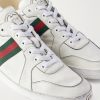 Distressed Webbing-Trimmed Leather Sneakers - CU Distressed Webbing-Trimmed Leather Sneakers - CU