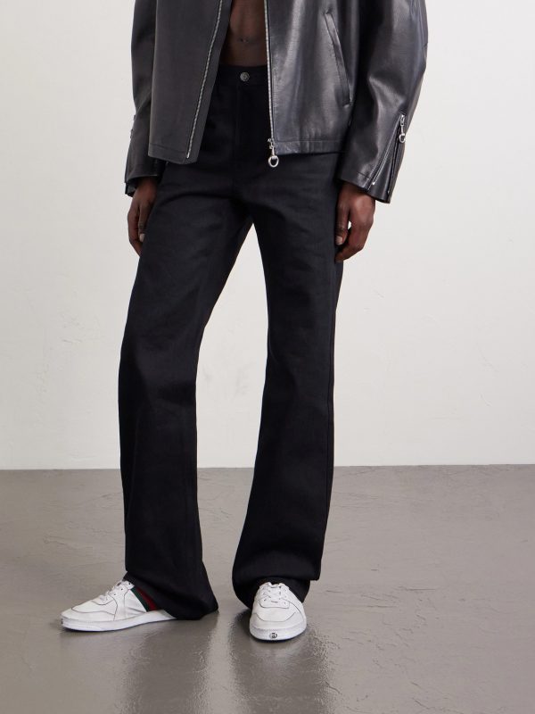 Distressed Webbing-Trimmed Leather Sneakers - OU Distressed Webbing-Trimmed Leather Sneakers - OU