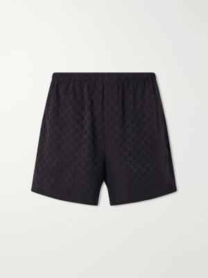 Straight-Leg Logo-Jacquard Silk Shorts