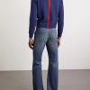 Slim-Fit Cropped Striped Wool Sweater - BK Slim-Fit Cropped Striped Wool Sweater - BK
