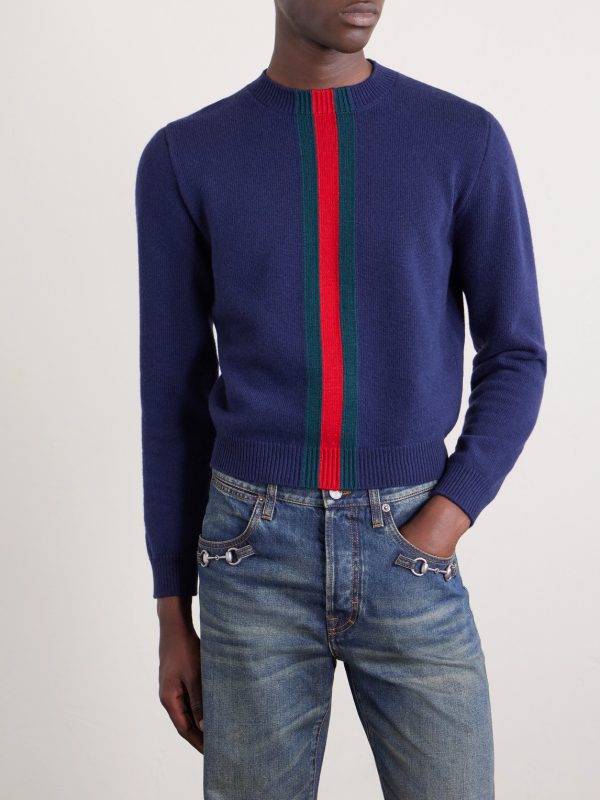 Slim-Fit Cropped Striped Wool Sweater - FR Slim-Fit Cropped Striped Wool Sweater - FR