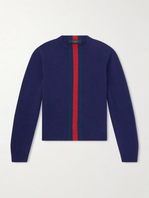 Slim-Fit Cropped Striped Wool Sweater