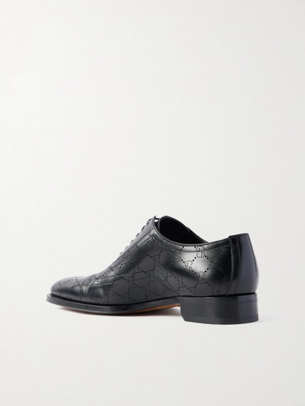 Laser-Cut Leather Oxford Shoes - BK