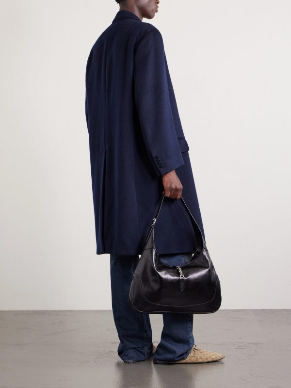 Oversized Double-Breasted Embellished Cashmere Coat - BK