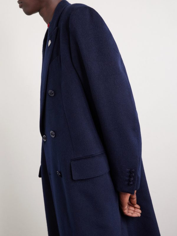 Oversized Double-Breasted Embellished Cashmere Coat - E1