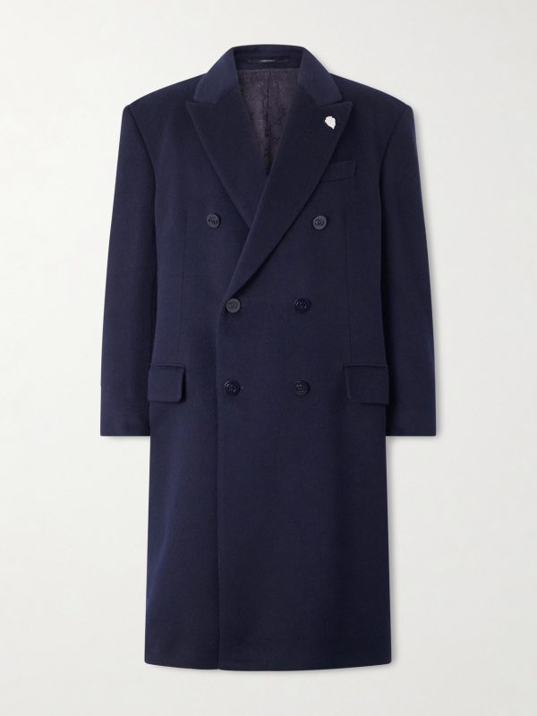 Oversized Double-Breasted Embellished Cashmere Coat