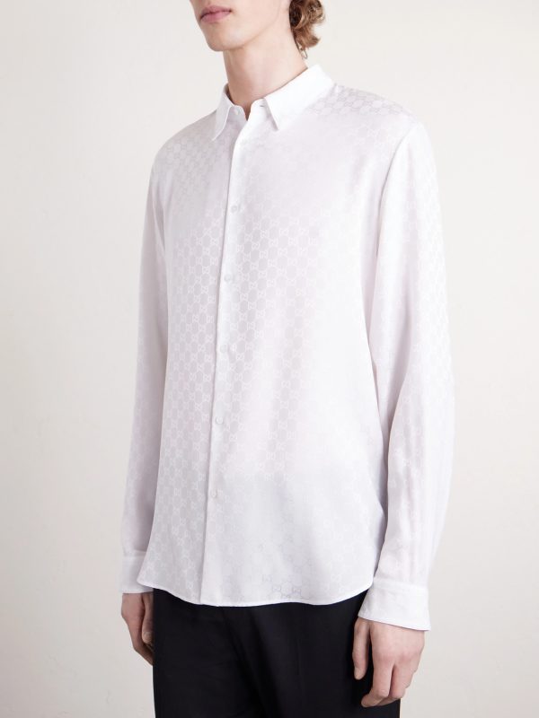 Logo-Jacquard Silk Shirt - CU Logo-Jacquard Silk Shirt - CU