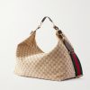 Brera Large Webbing- and Leather-Trimmed Monogrammed Canvas Tote Bag - BK