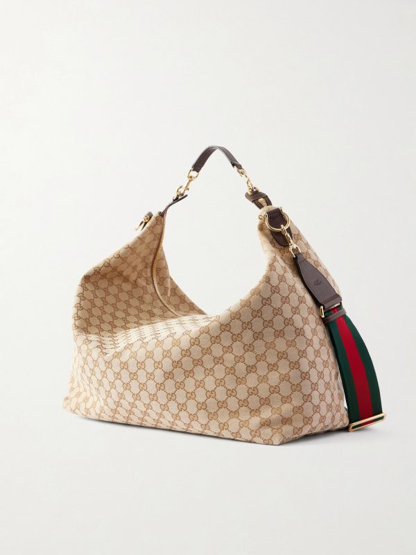Brera Large Webbing- and Leather-Trimmed Monogrammed Canvas Tote Bag - BK