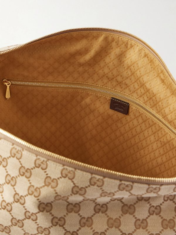 Brera Large Webbing- and Leather-Trimmed Monogrammed Canvas Tote Bag - E1