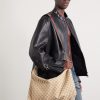 Brera Large Webbing- and Leather-Trimmed Monogrammed Canvas Tote Bag - E2