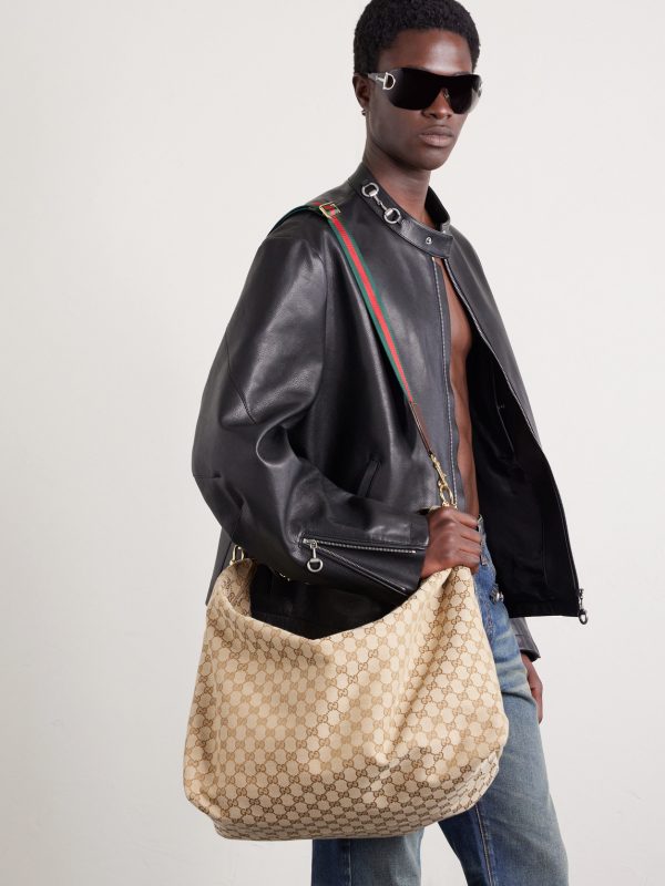 Brera Large Webbing- and Leather-Trimmed Monogrammed Canvas Tote Bag - E2