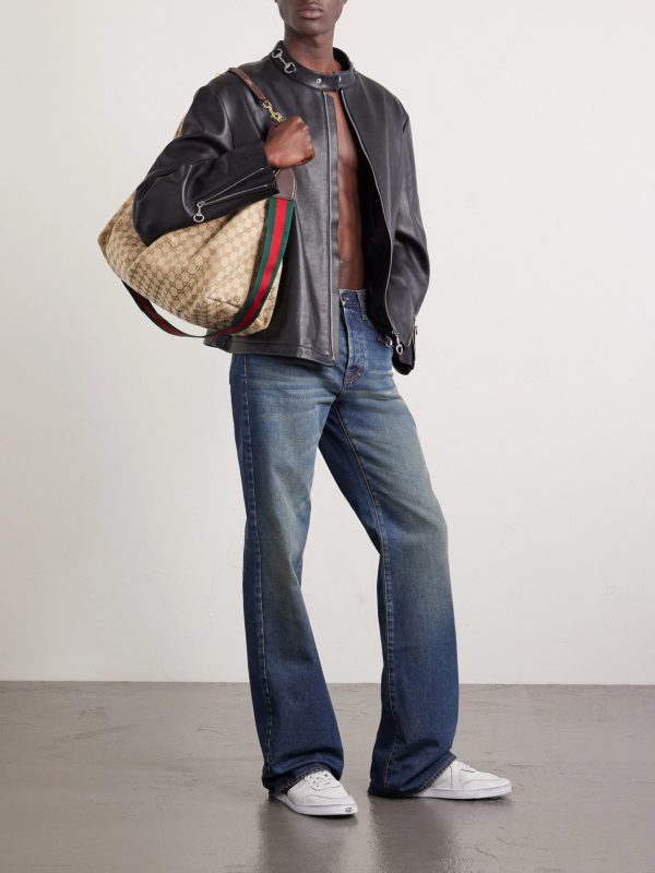 Brera Large Webbing- and Leather-Trimmed Monogrammed Canvas Tote Bag - OU