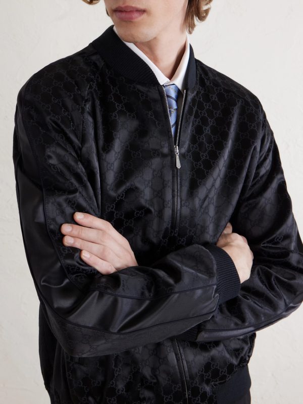 Monogrammed Cotton-Blend Satin Jacket - CU Monogrammed Cotton-Blend Satin Jacket - CU