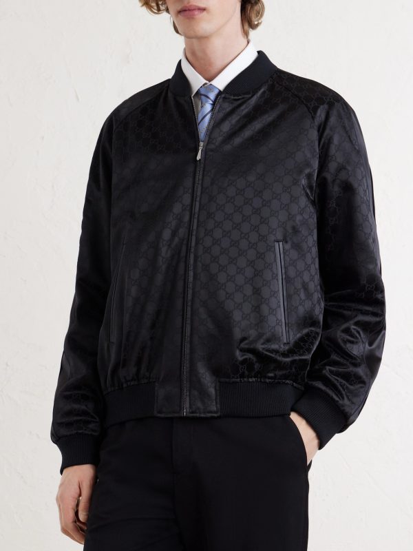 Monogrammed Cotton-Blend Satin Jacket - FR Monogrammed Cotton-Blend Satin Jacket - FR