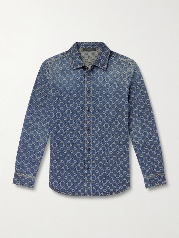Logo-Jacquard Denim Shirt Logo-Jacquard Denim Shirt