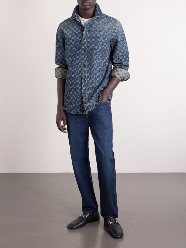 Logo-Jacquard Denim Shirt - OU Logo-Jacquard Denim Shirt - OU