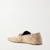 Horsebit-Embellished Distressed Monogrammed Canvas Loafers - BK