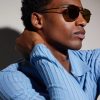 Squared-Frame Metal Sunglasses - BK