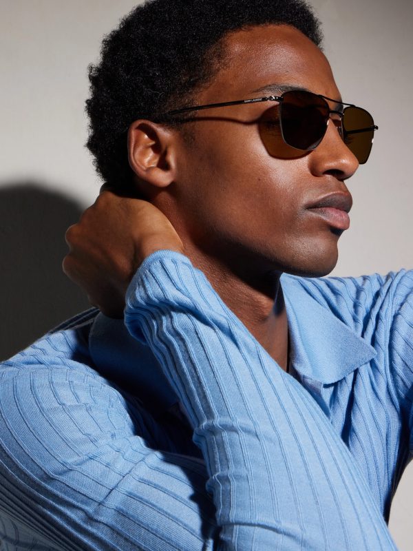 Squared-Frame Metal Sunglasses - BK