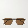 Squared-Frame Metal Sunglasses