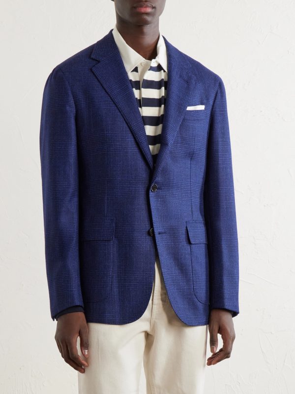 Checked Wool, Silk and Cashmere-Blend Blazer - FR