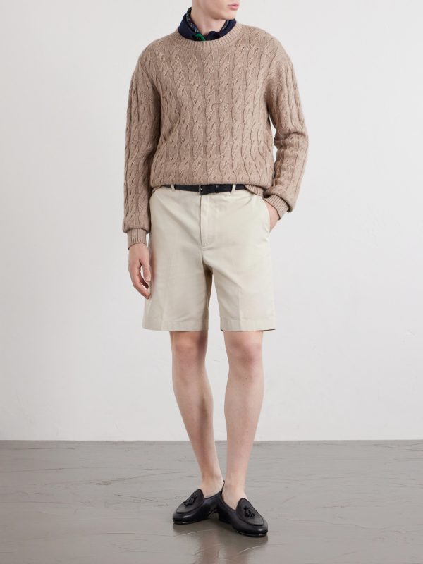 Straight-Leg Cotton-Gabardine Shorts - OU Straight-Leg Cotton-Gabardine Shorts - OU