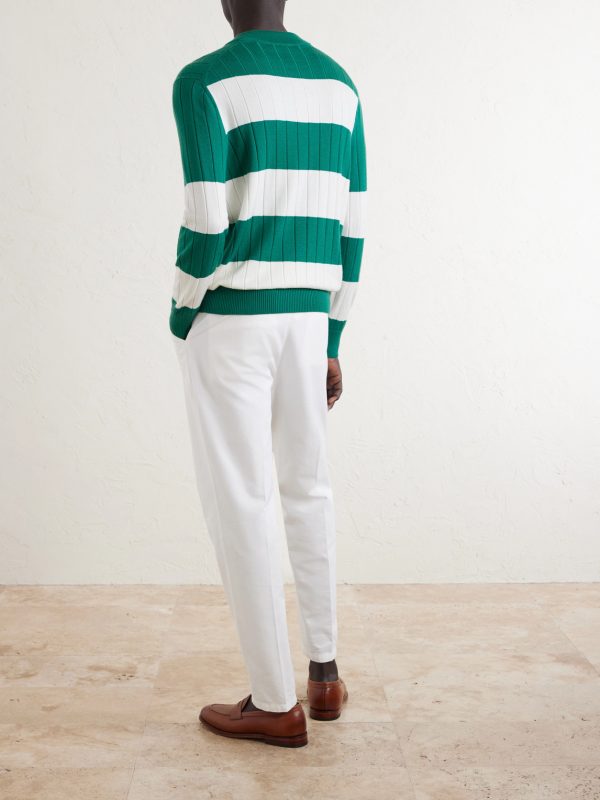 Striped Cashmere and Silk-Blend Polo Shirt - BK