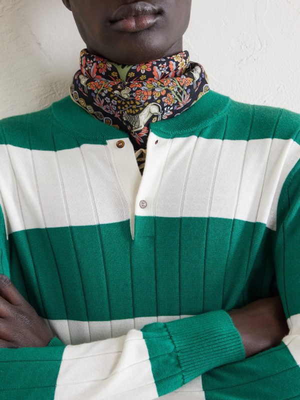 Striped Cashmere and Silk-Blend Polo Shirt - CU