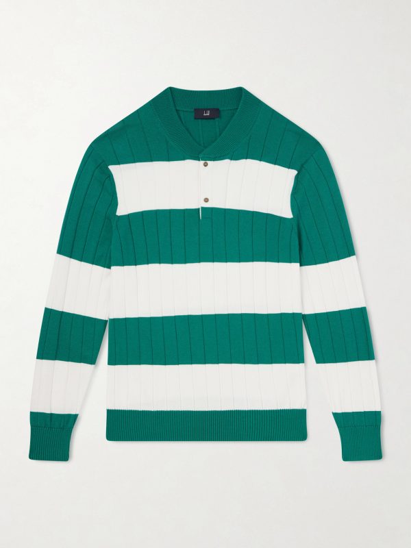 Striped Cashmere and Silk-Blend Polo Shirt