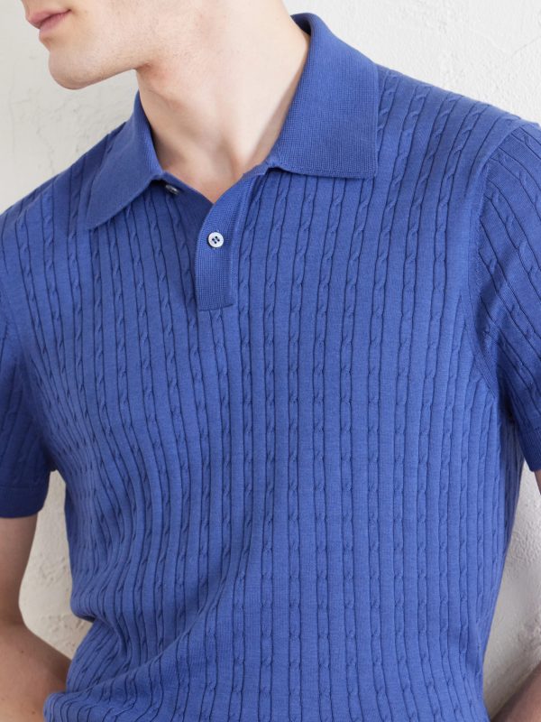 Cable-Knit Cotton and Mulberry Silk-Blend Polo Shirt - CU Cable-Knit Cotton and Mulberry Silk-Blend Polo Shirt - CU