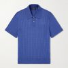 Cable-Knit Cotton and Mulberry Silk-Blend Polo Shirt Cable-Knit Cotton and Mulberry Silk-Blend Polo Shirt