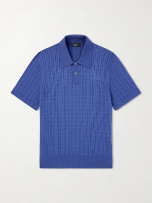 Cable-Knit Cotton and Mulberry Silk-Blend Polo Shirt
