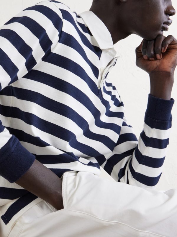 Striped Cotton and Cashmere Polo Shirt - CU