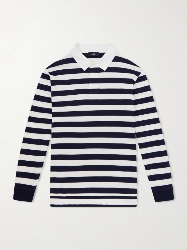 Striped Cotton and Cashmere Polo Shirt