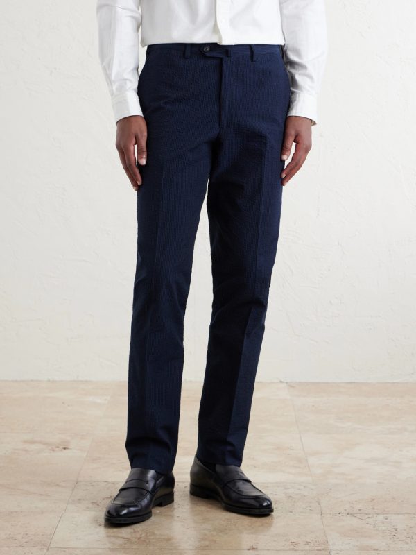 Straight-Leg Cotton-Seersucker Suit Trousers - FR Straight-Leg Cotton-Seersucker Suit Trousers - FR