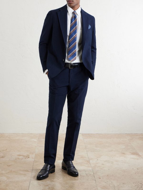Straight-Leg Cotton-Seersucker Suit Trousers - OU Straight-Leg Cotton-Seersucker Suit Trousers - OU