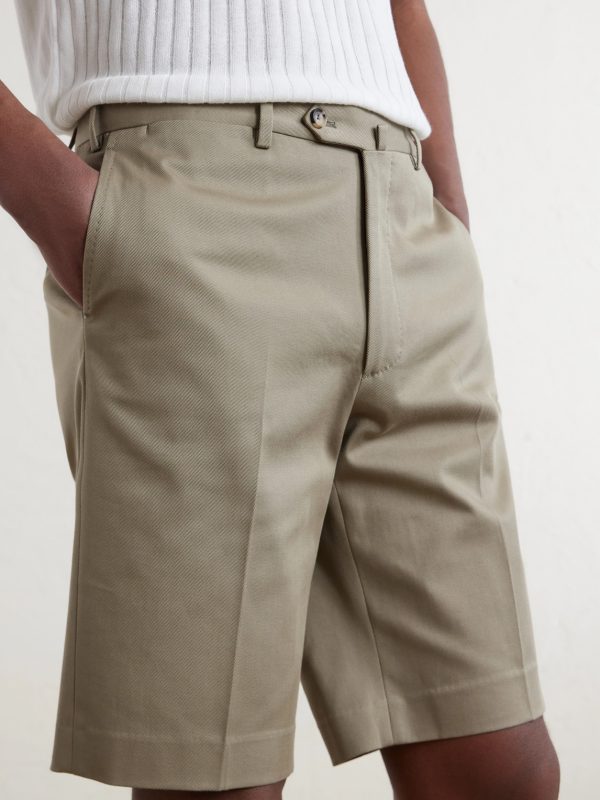 Straight-Leg Cotton-Blend Twill Shorts - CU Straight-Leg Cotton-Blend Twill Shorts - CU
