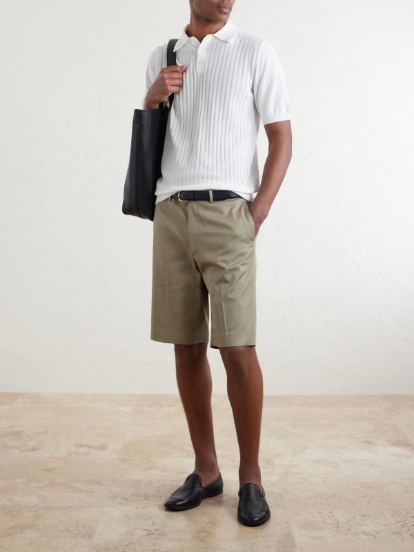 Straight-Leg Cotton-Blend Twill Shorts - OU Straight-Leg Cotton-Blend Twill Shorts - OU