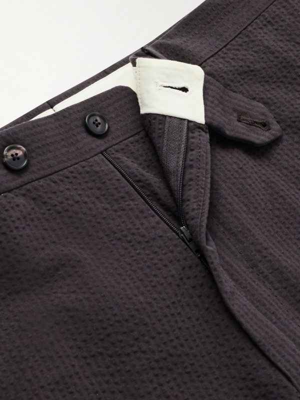 Straight-Leg Cotton-Seersucker Shorts - E1 Straight-Leg Cotton-Seersucker Shorts - E1
